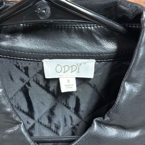 ODDY Women’s Black Quilted Faux Leather Jacket Size Small NEW - Picture 5 of 8